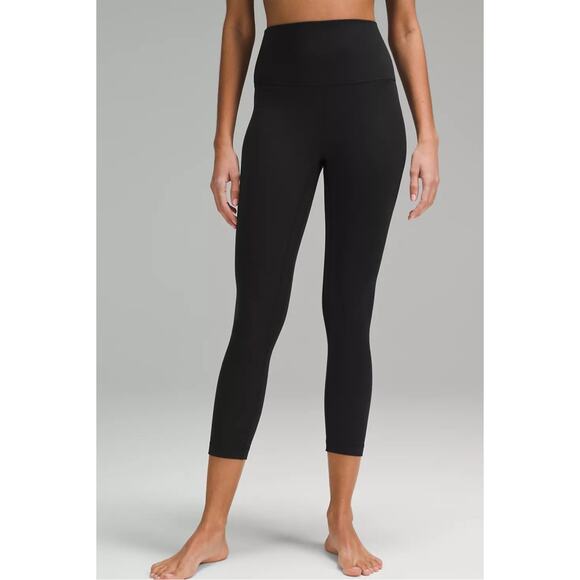 LULULEMON ALIGN BLACK HIGH RISE CROP LEGGINGS; SIZE 10 - Picture 1 of 4